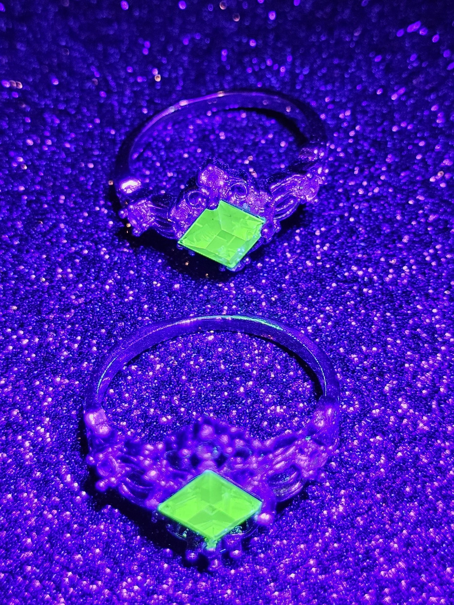 Uranium Glass Rings various sizes READ DESCRIPTION!!!! Sterling Silver with vintage Uranium glass stones that glow under black / UV light