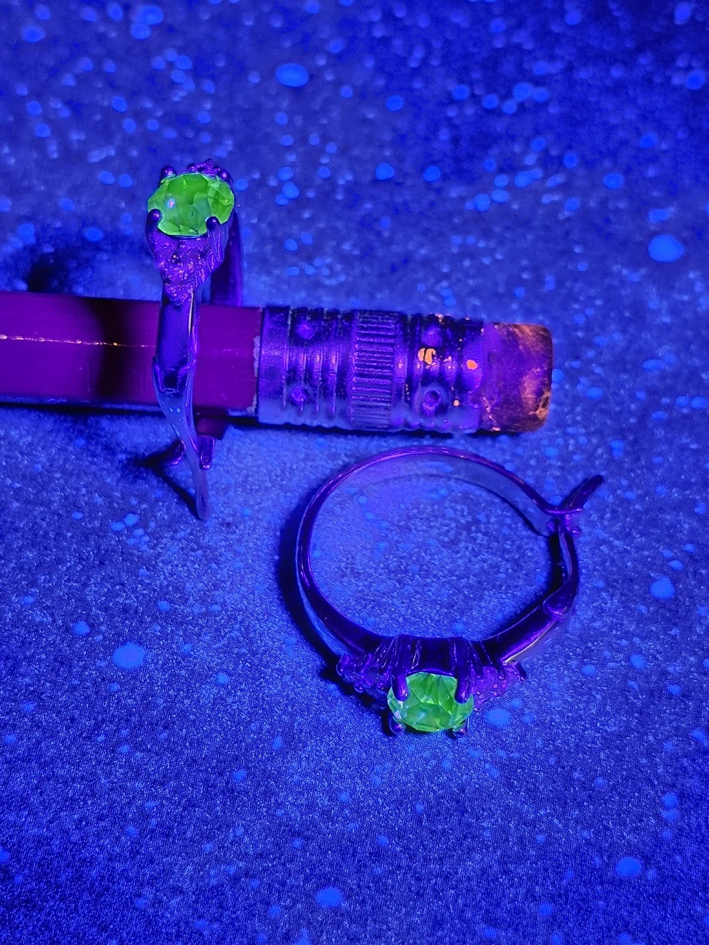 Uranium Glass Earrings in new Sterling Silver Leverback hoop style with Vintage 5 mm RD Uranium Glass stones, that glow under black/UV light