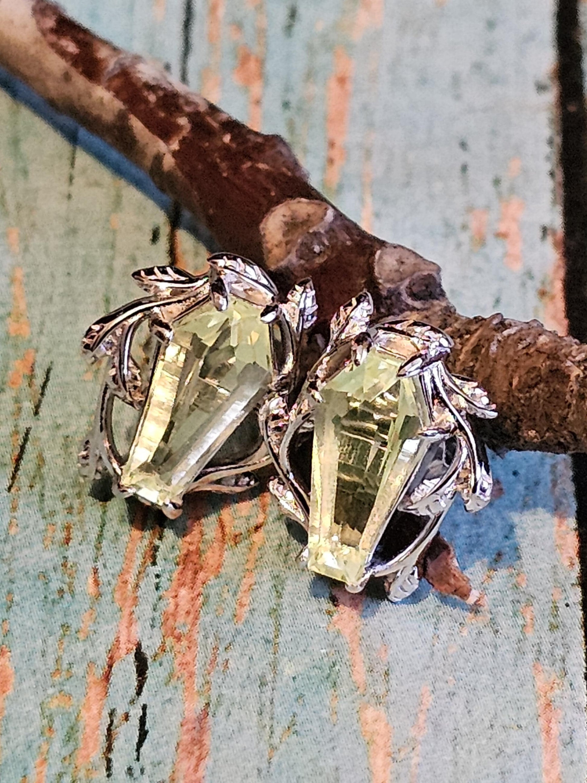 Uranium Glass Coffin cut Earrings in new Sterling Silver with Czech glass 10x5.5 mm Uranium Glass stones that glow under black/UV light