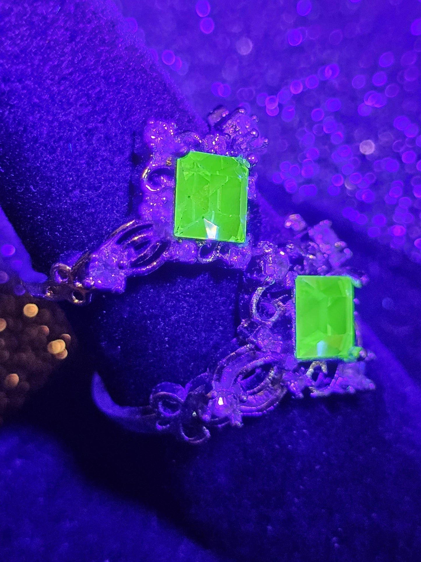 Uranium Glass Rings various sizes READ DESCRIPTION!!!! Sterling Silver with vintage Uranium glass stones that glow under black / UV light