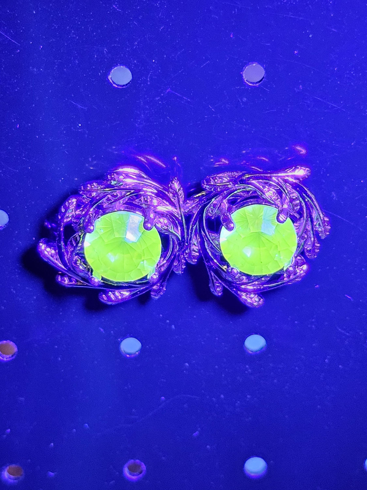 Uranium Glass Earrings in new Sterling Silver with Vintage 6mm Round cut rare Pink Uranium Glass stones that glow under black/UV light
