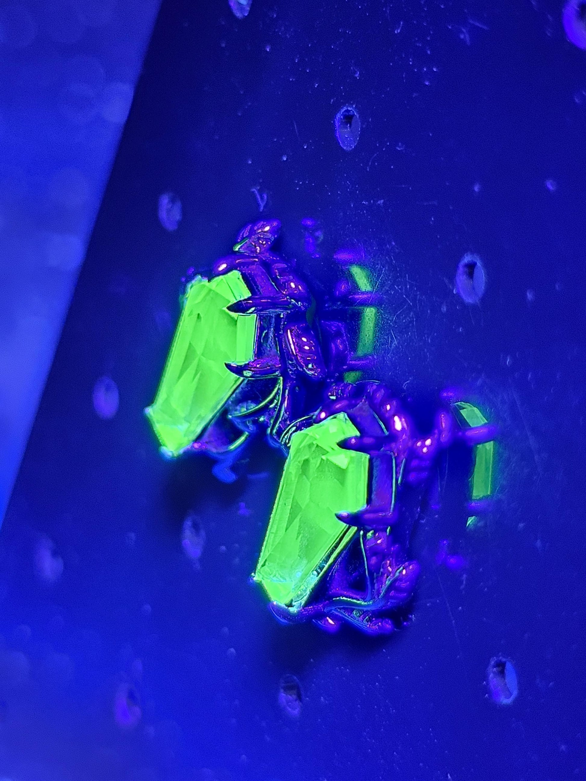 Uranium Glass Coffin cut Earrings in new Sterling Silver with Czech glass 10x5.5 mm Uranium Glass stones that glow under black/UV light