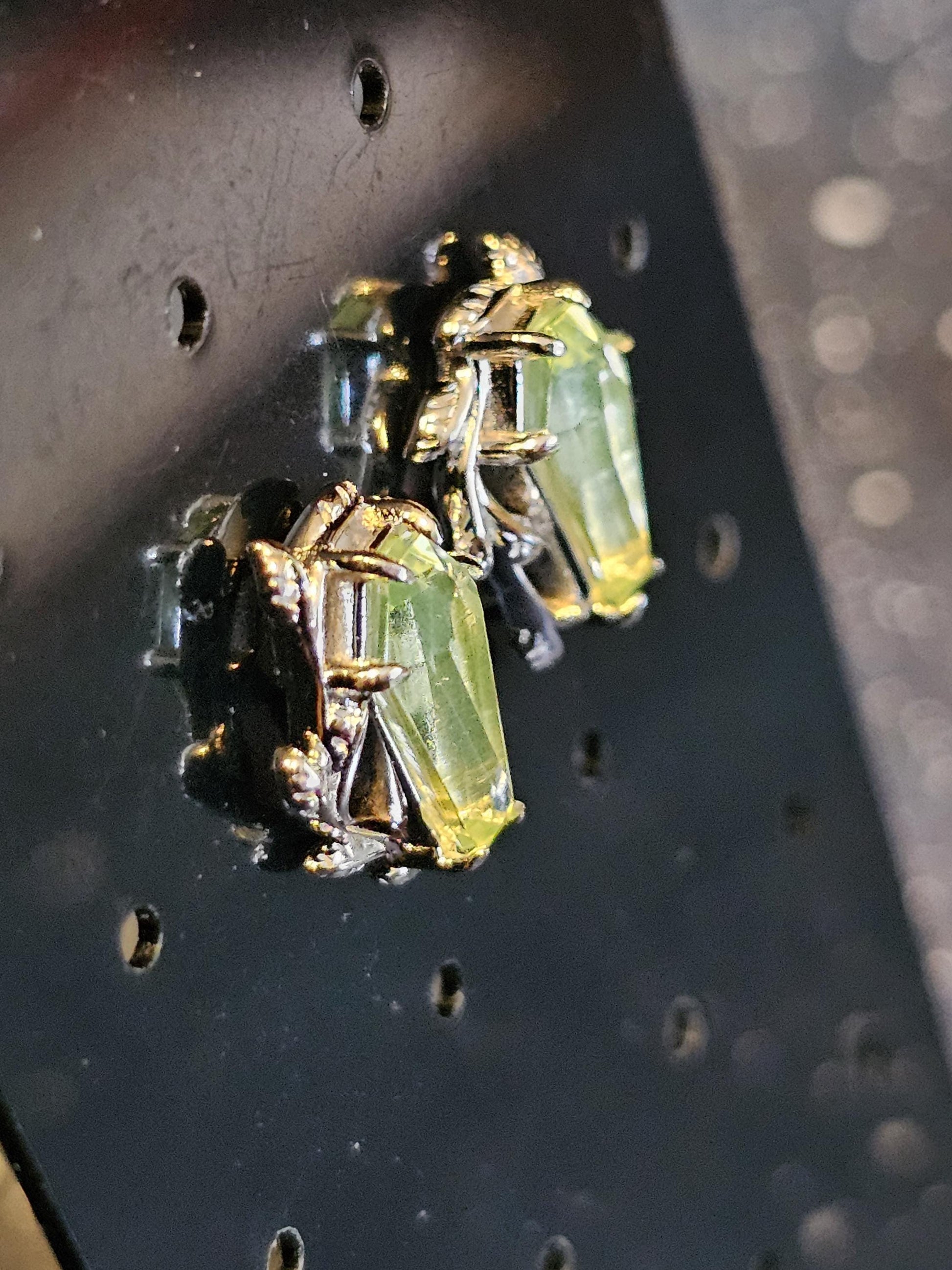 Uranium Glass Coffin cut Earrings in new Sterling Silver with Czech glass 10x5.5 mm Uranium Glass stones that glow under black/UV light