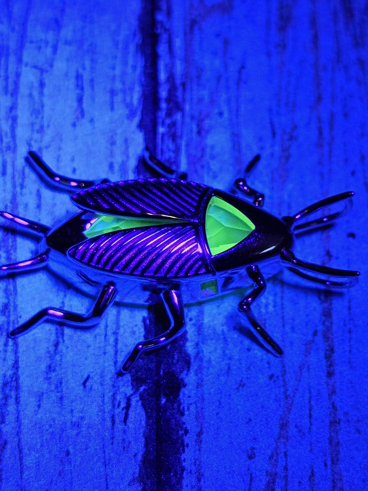 Uranium Glass Pendant new Sterling Silver "Fallout" Radroach design with Vintage Yellow Uranium Glass stone that glows under black/UV light