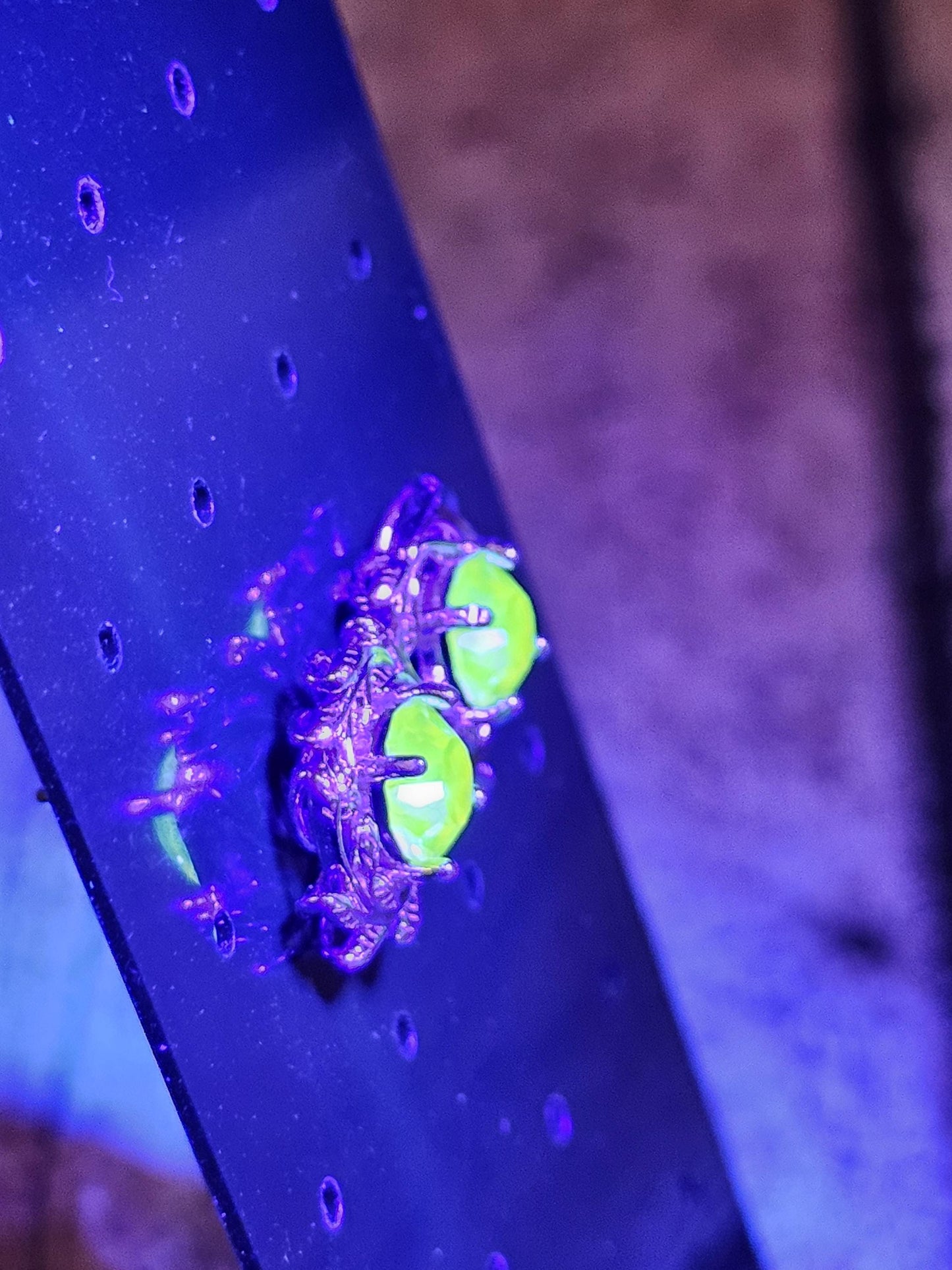 Uranium Glass Earrings in new Sterling Silver with Vintage 6mm Round cut rare Pink Uranium Glass stones that glow under black/UV light