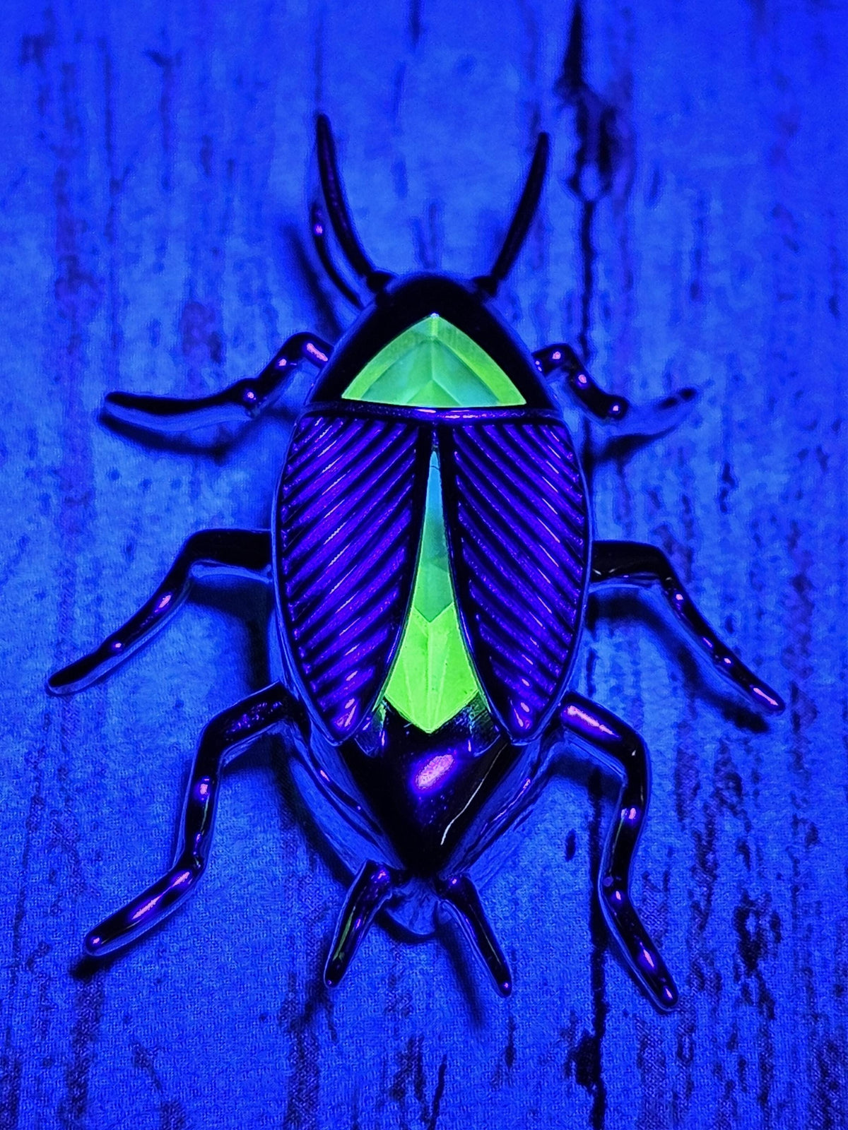 Uranium Glass Pendant new Sterling Silver "Fallout" Radroach design with Vintage Yellow Uranium Glass stone that glows under black/UV light