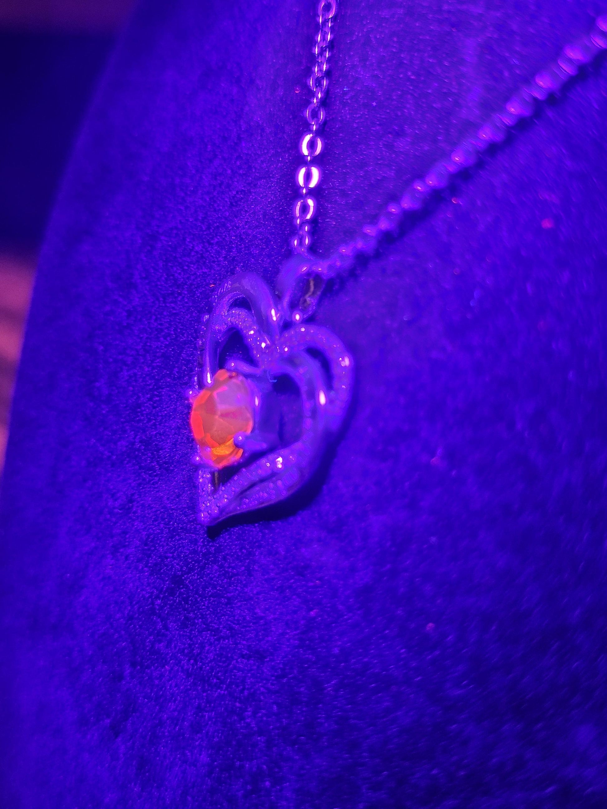 Uranium Glass Pendant w/ Necklace, new Sterling Silver setting with vintage Round cut Cadmium glass stone that glows under black/UV light