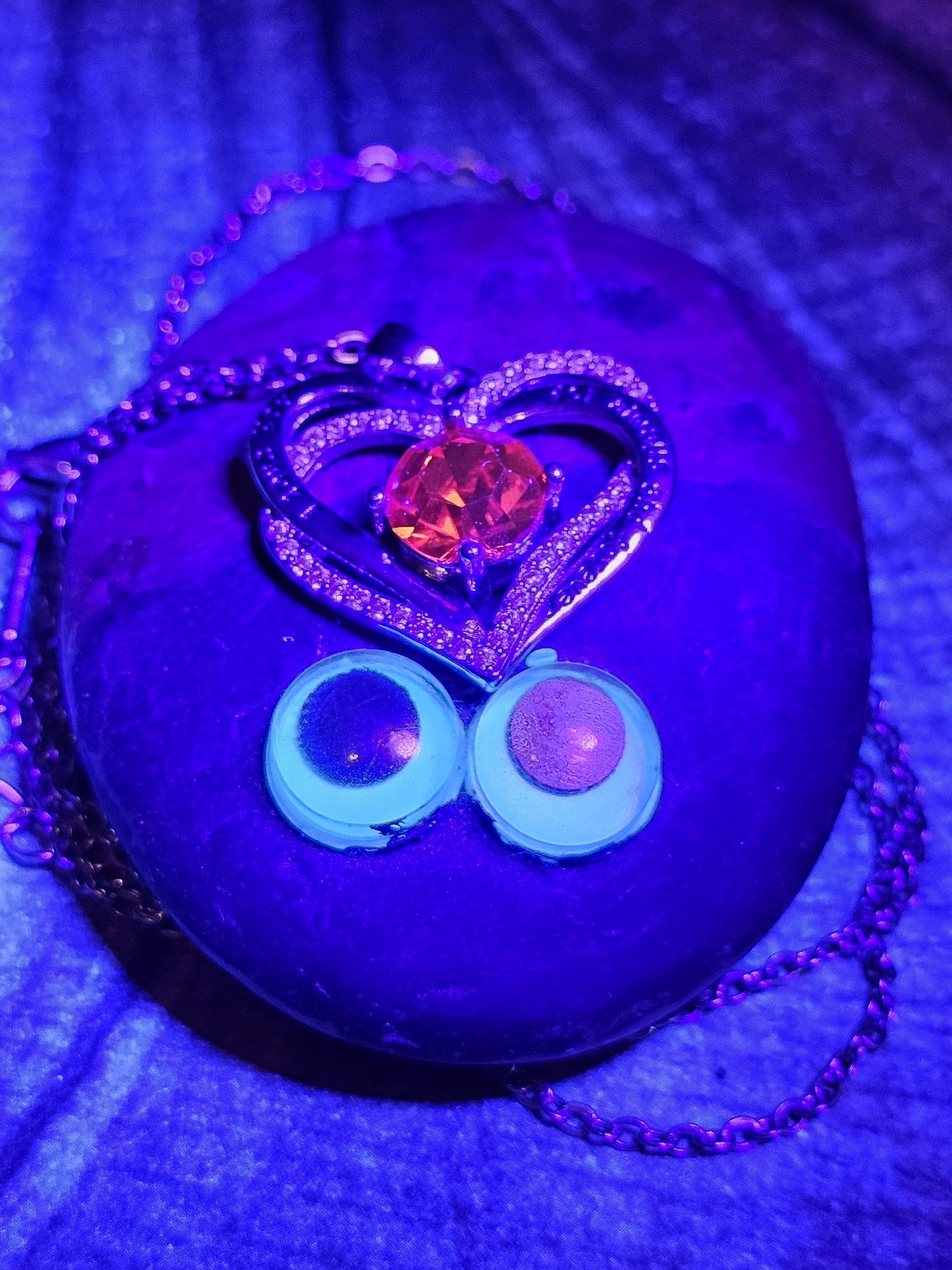 Uranium Glass Pendant w/ Necklace, new Sterling Silver setting with vintage Round cut Cadmium glass stone that glows under black/UV light