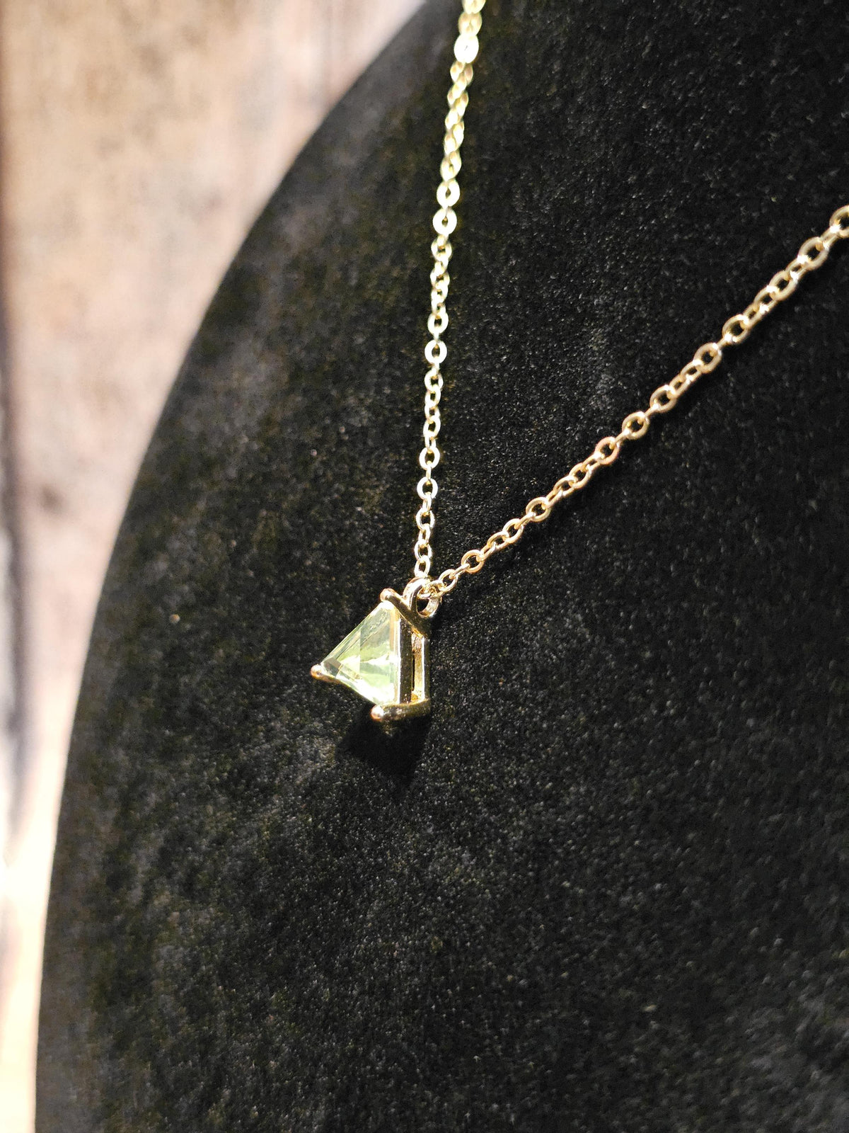 Uranium Glass Pendant READ DESCRIPTION in new Sterling Silver with a Trillion cut Uranium glass stone that glows under black / UV light