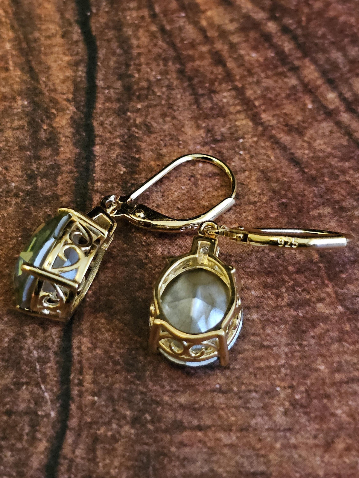 Uranium Glass Leverback Earrings in Sterling Silver with Vintage Oval cut 12x10mm AB Uranium Glass stones, that glow under black/UV light