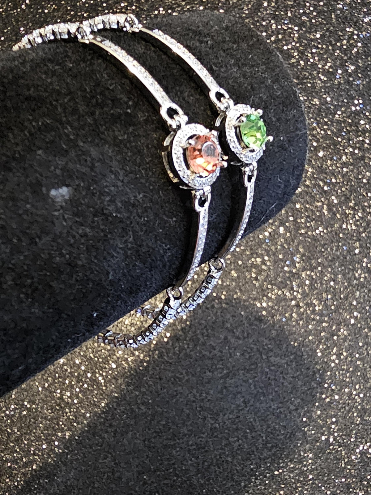 Uranium Glass Bracelet new Sterling Silver setting holding a vintage 6 mm Uranium glass Round cut stone that glows under black / UV light