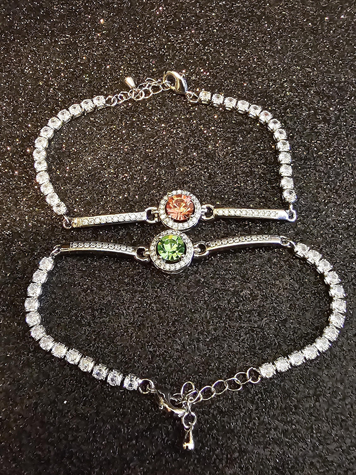 Uranium Glass Bracelet new Sterling Silver setting holding a vintage 6 mm Uranium glass Round cut stone that glows under black / UV light