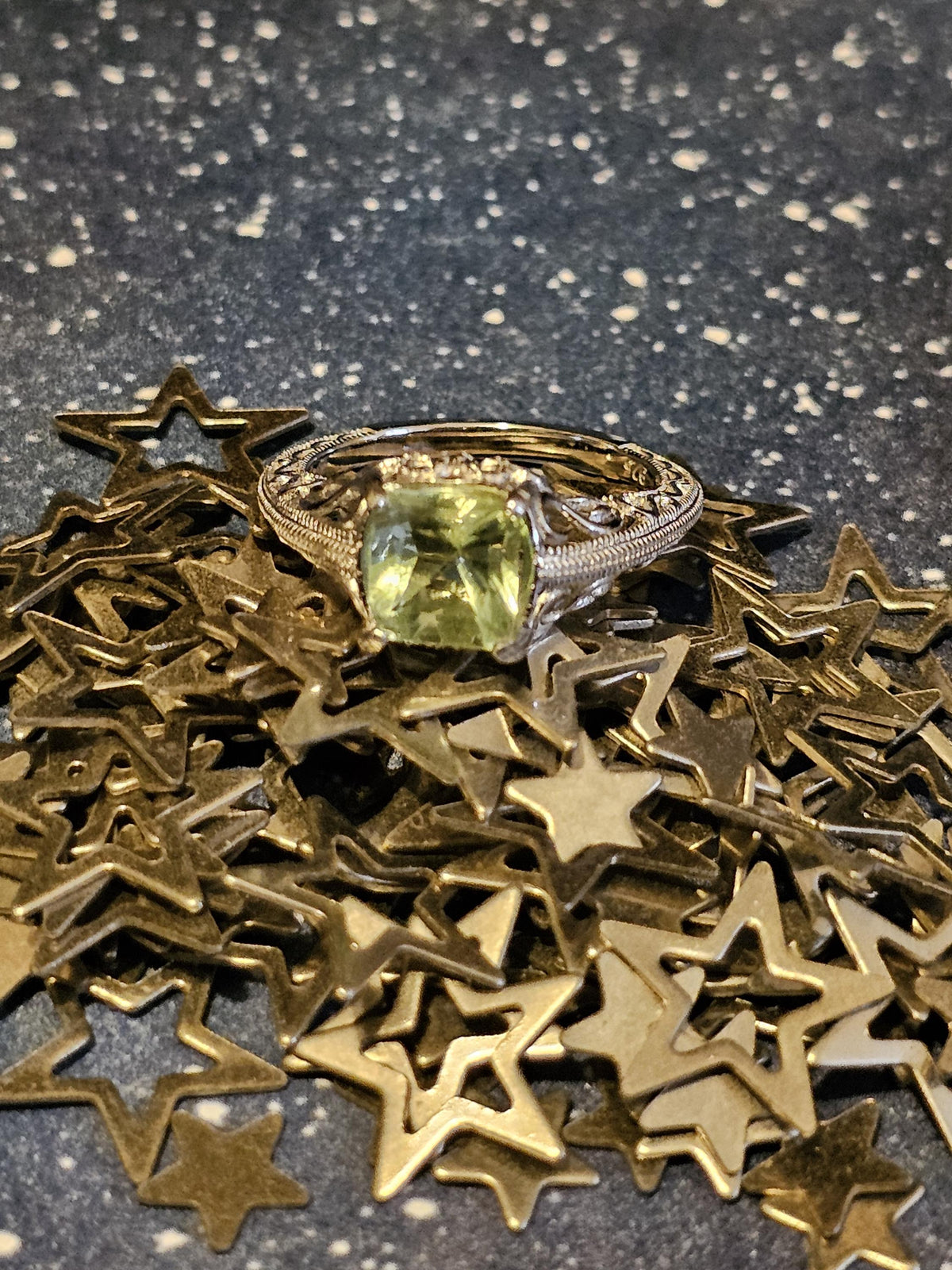 Uranium Glass Princess cut Ring size 7 in new Sterling Silver with clear refurbished Uranium glass stone that glows under black / UV light