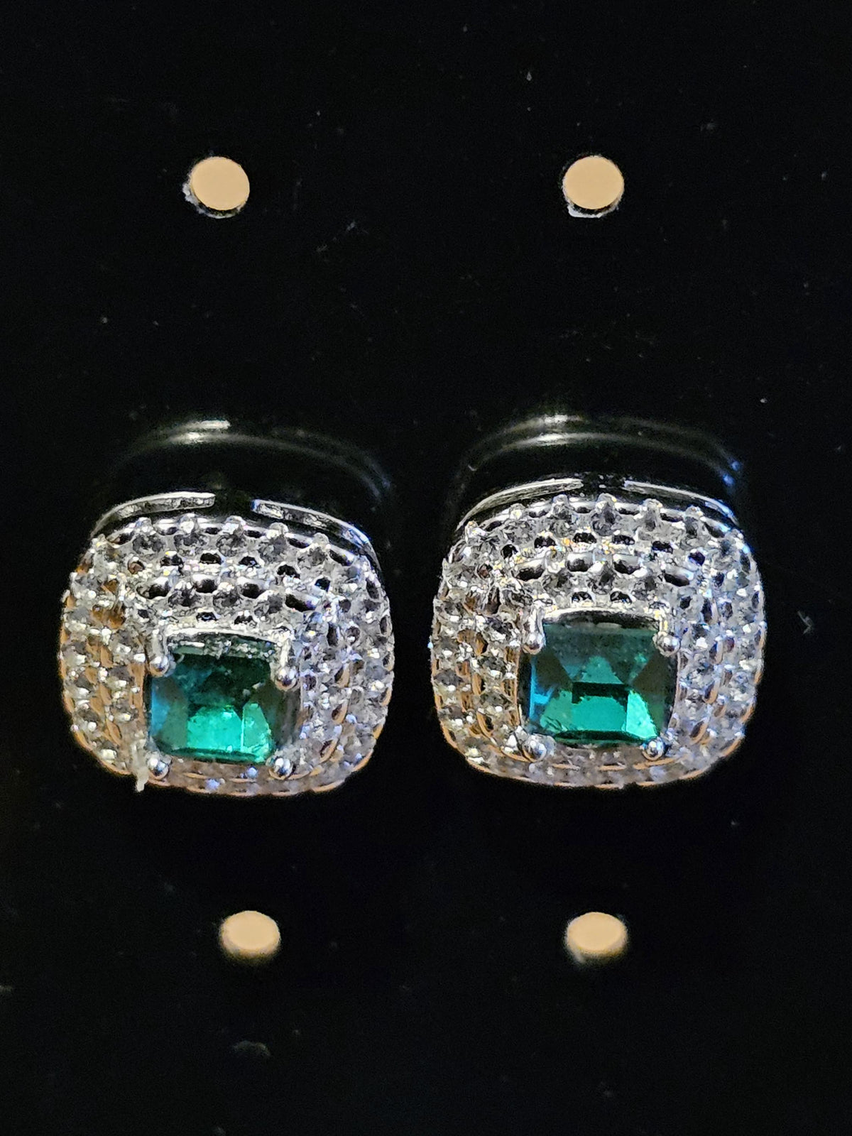 Uranium Glass Earrings vintage style in new Sterling Silver with Vintage Princess cut Uranium Glass stones, 6mm glows under black/UV light