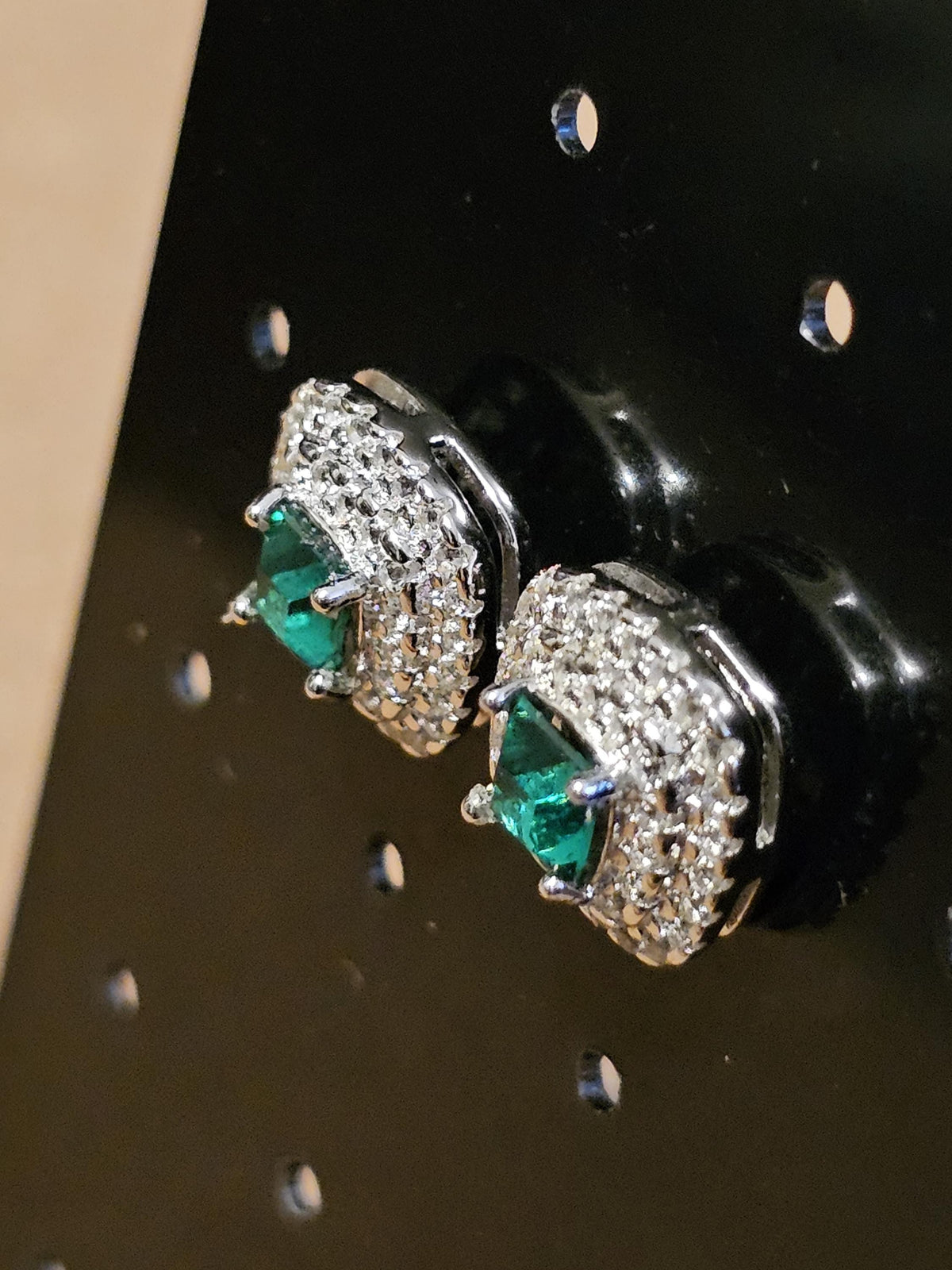 Uranium Glass Earrings vintage style in new Sterling Silver with Vintage Princess cut Uranium Glass stones, 6mm glows under black/UV light