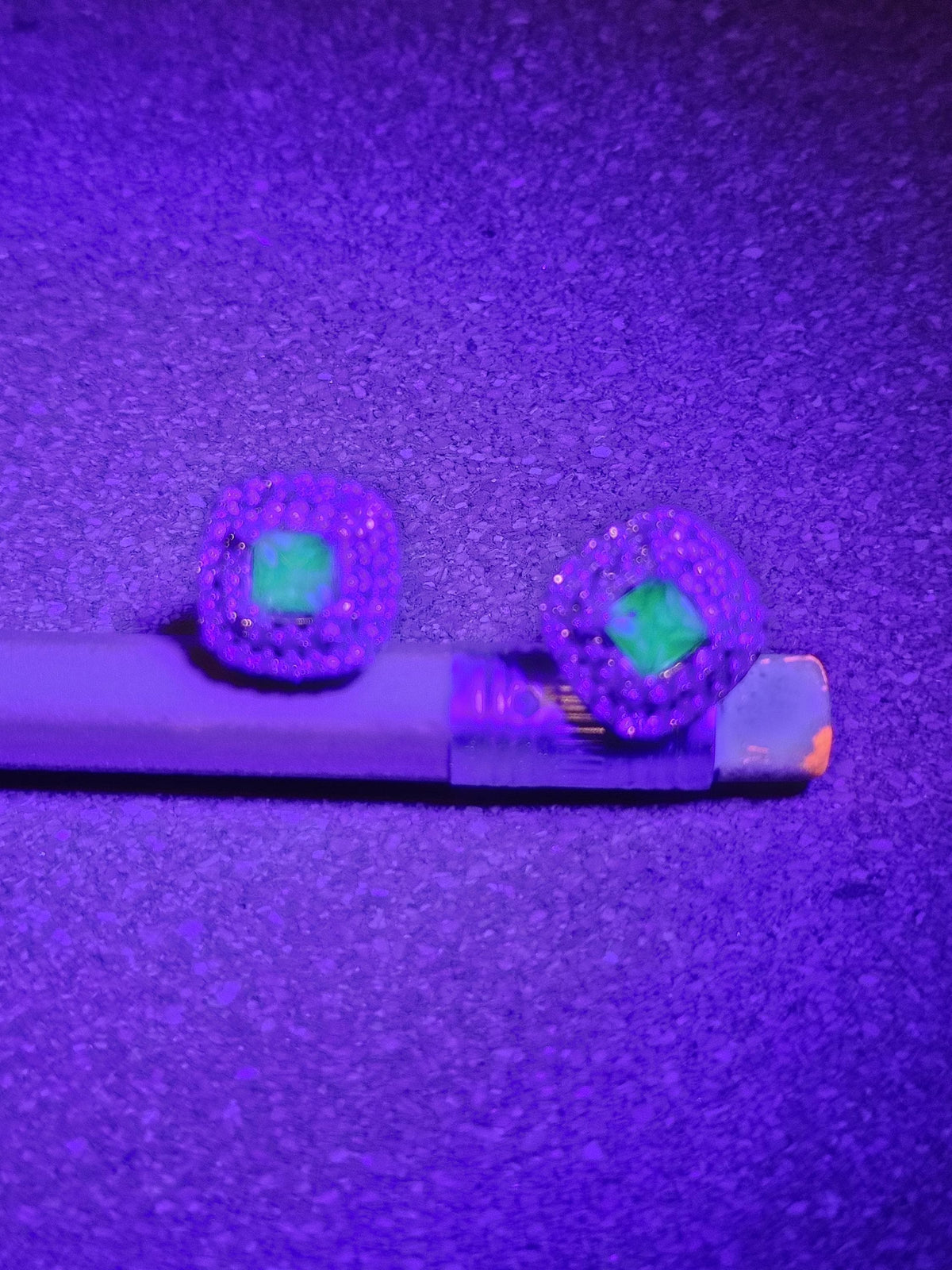 Uranium Glass Earrings vintage style in new Sterling Silver with Vintage Princess cut Uranium Glass stones, 6mm glows under black/UV light