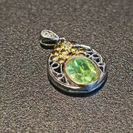 Uranium Glass Pendant in new Sterling Silver with a vintage Oval cut 10x8 mm Uranium Glass stone glows under black / UV light