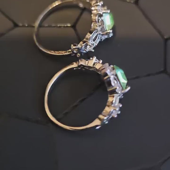 Uranium Glass Rings various sizes READ DESCRIPTION!!!! Sterling Silver with vintage Uranium glass stones that glow under black / UV light