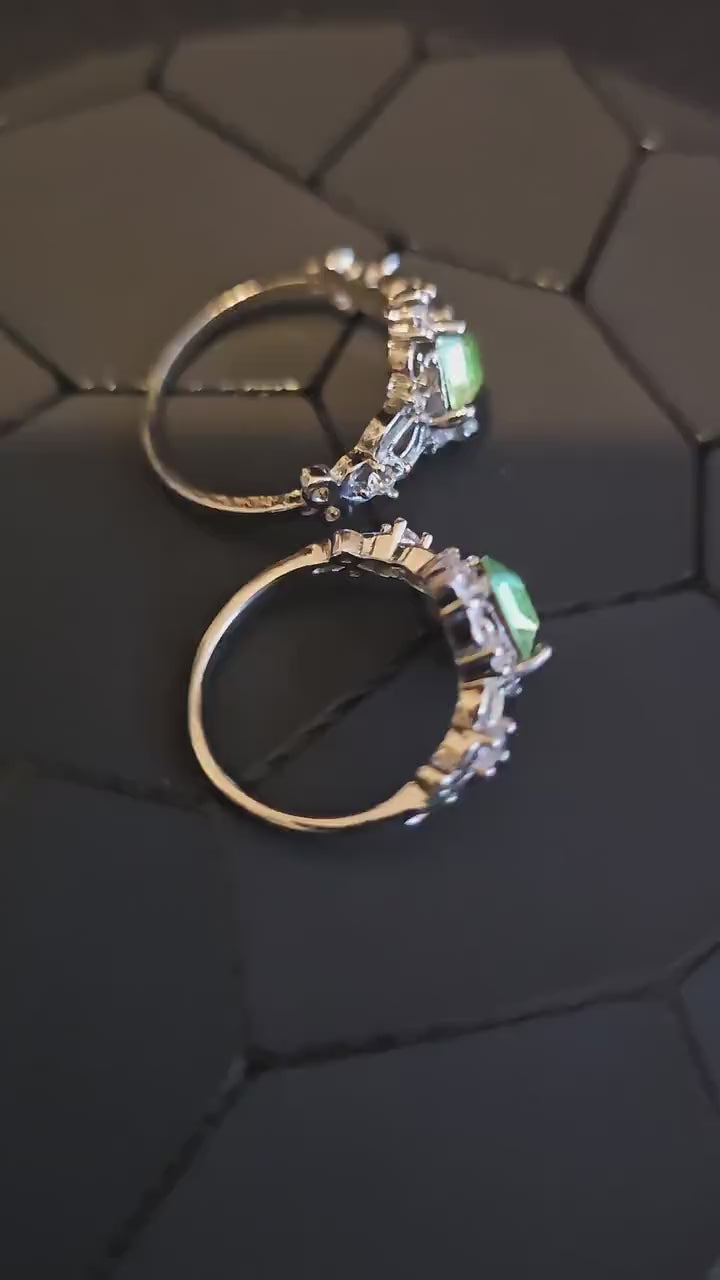 Uranium Glass Rings various sizes READ DESCRIPTION!!!! Sterling Silver with vintage Uranium glass stones that glow under black / UV light