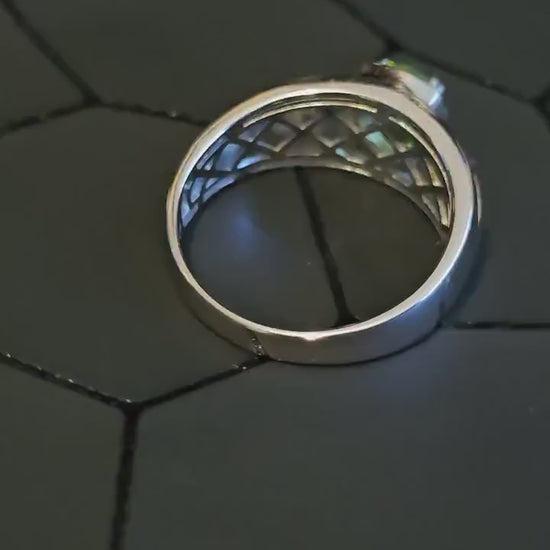 Uranium Glass Men's Ring size 13 new Sterling Silver with a vintage Oval cut Uranium glass stone that glows under black/UV light