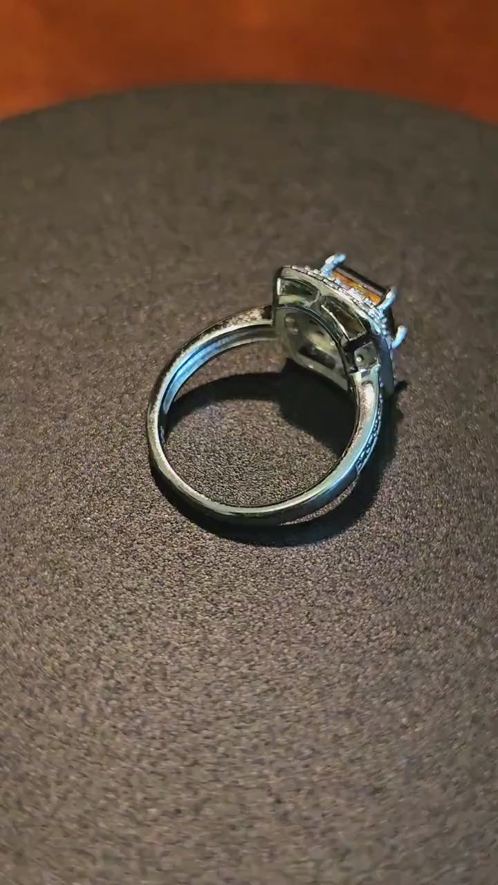 Uranium Glass Princess cut Ring size 4 to 10.5 Sterling Silver with super rare Blue Uranium glass stone that glows under black / UV light