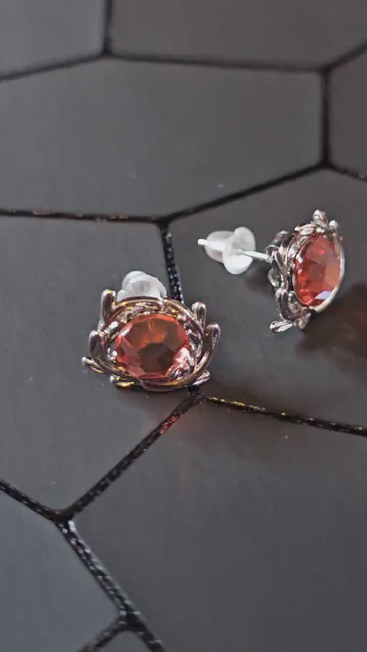 Uranium Glass Earrings in new Sterling Silver with Vintage 6mm Round cut rare Pink Uranium Glass stones that glow under black/UV light