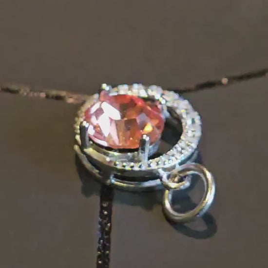 Uranium Glass Pendant vintage Pink 6 mm Round cut Uranium Glass stone in new Sterling Silver setting that glows under black / UV light