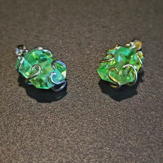 Uranium Glass Pendant in new Sterling Silver with a vintage Emerald cut 18x13 mm Uranium Glass stone glows under black / UV light