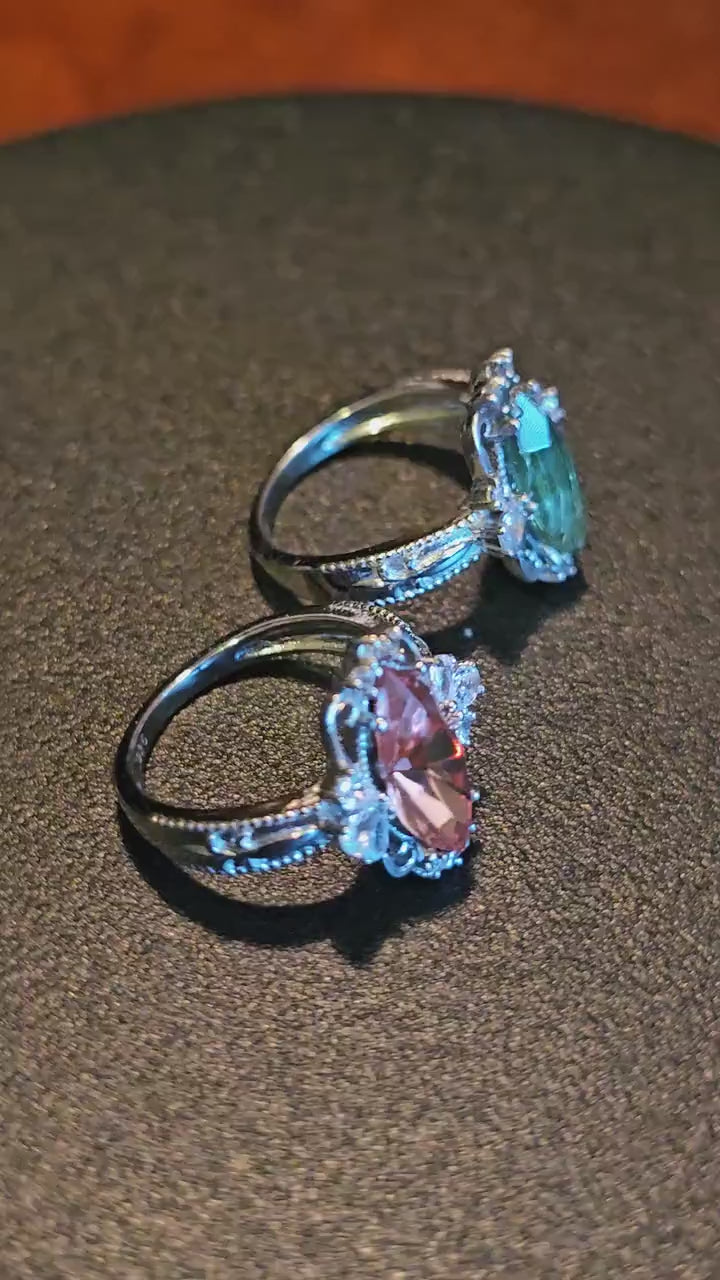 Uranium Glass Marquise cut Ring all sizes Fleur De Lis style Sterling Silver vintage Uranium glass stone that glows under black / UV light