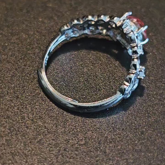 Uranium Glass Adjustable Ring new Sterling Silver with a rare vintage 6mm Pink Round cut Uranium glass stone that glows under black light