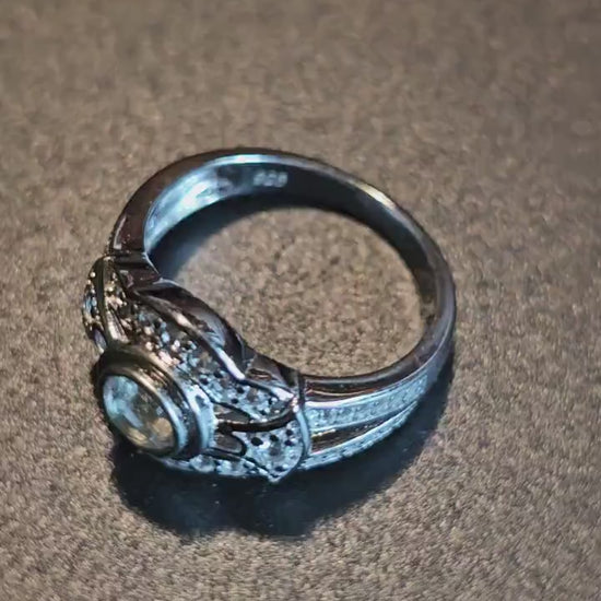 Uranium Glass Round cut Ring size 7 new Sterling Silver with refurbished  5 mm vintage Uranium glass stone that glows under black / UV light