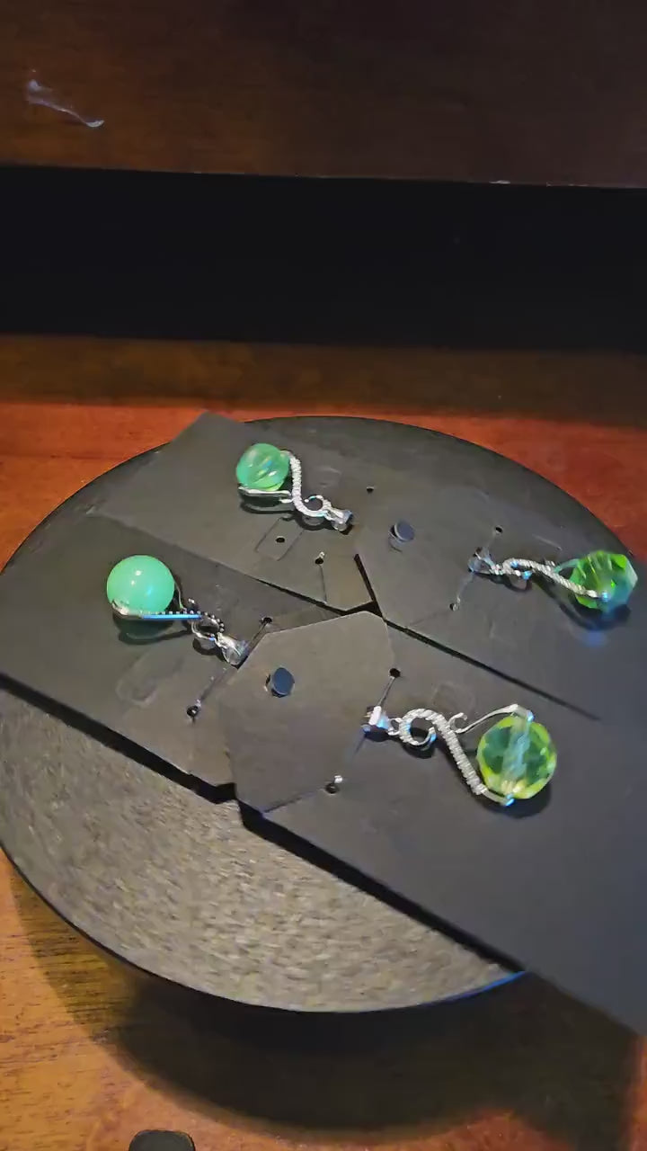 Uranium Glass Pendant in new Sterling Silver with a vintage 12 mm round Uranium Glass bead that glows under black / UV light