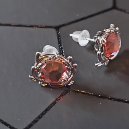 Uranium Glass Earrings in new Sterling Silver with Vintage 6mm Round cut rare Pink Uranium Glass stones that glow under black/UV light