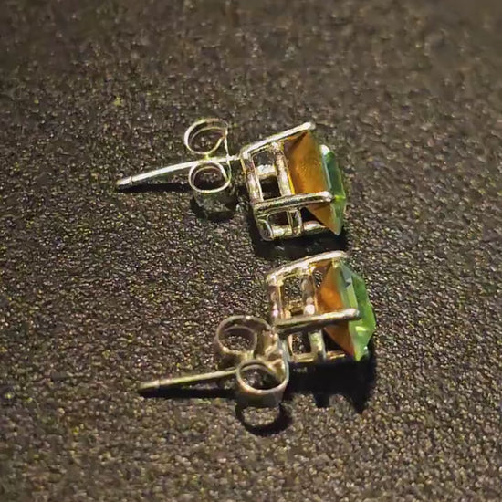 Uranium Glass Earrings in new Sterling Silver with Vintage Kite cut Uranium Glass stones, glows under black/UV light