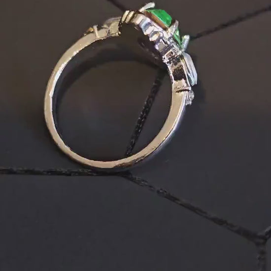 Uranium Glass Marquise cut Ring Size 6 new Sterling Silver with  vintage 12x6mm Marquise Uranium glass stone that glows under black/UV light
