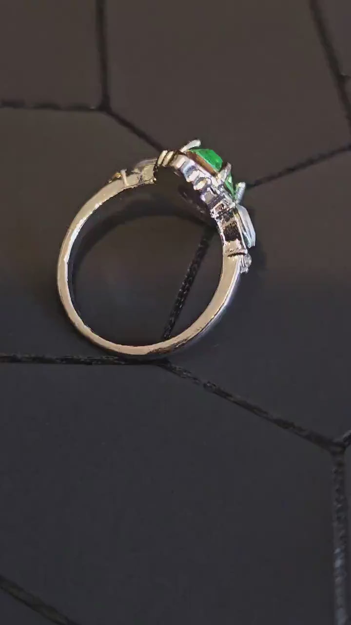 Uranium Glass Marquise cut Ring Size 6 new Sterling Silver with  vintage 12x6mm Marquise Uranium glass stone that glows under black/UV light