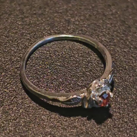 Uranium Glass Rose Ring size 5 to 8 new Sterling Silver with vintage Round cut Pink Uranium glass stone in that glows under black / UV light