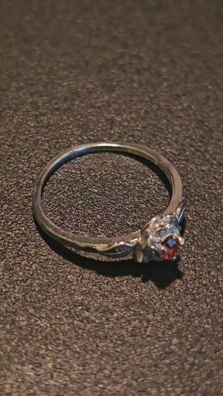 Uranium Glass Rose Ring size 5 to 8 new Sterling Silver with vintage Round cut Pink Uranium glass stone in that glows under black / UV light