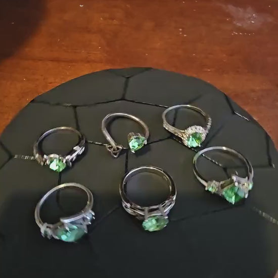 Uranium Glass Rings various sizes READ DESCRIPTION!!!! Sterling Silver with vintage Uranium glass stones that glow under black / UV light