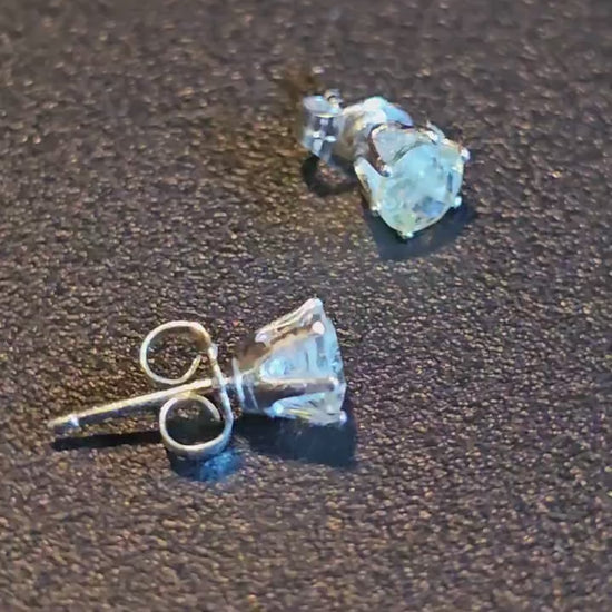 Uranium Glass Earrings in new Sterling Silver with refurbished Vintage 5 mm Round cut Uranium Glass stones, glows under black/UV light