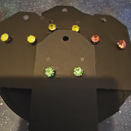 Uranium Glass Earrings in Sterling Silver with large Vintage Uranium Glass stones, Green Yellow or the rare Pink glows under black/UV light