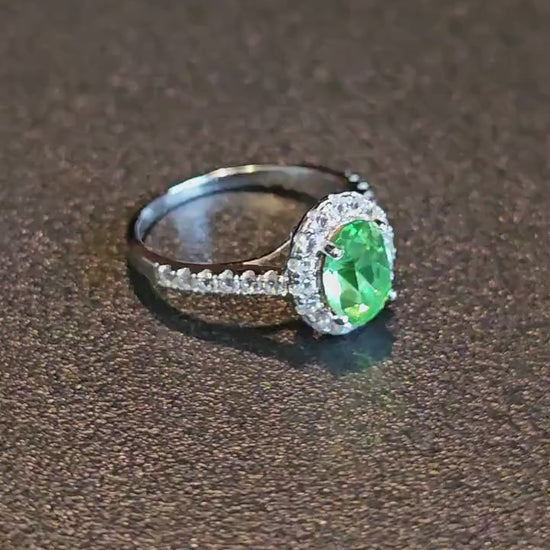 Uranium Glass Oval cut Ring size 4 through 10.5 in new Sterling Silver with vintage Uranium glass stone that glows under black / UV light