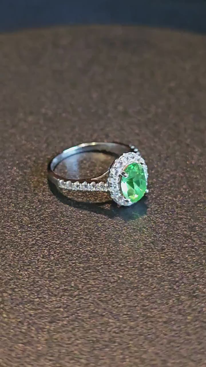 Uranium Glass Oval cut Ring size 4 through 10.5 in new Sterling Silver with vintage Uranium glass stone that glows under black / UV light