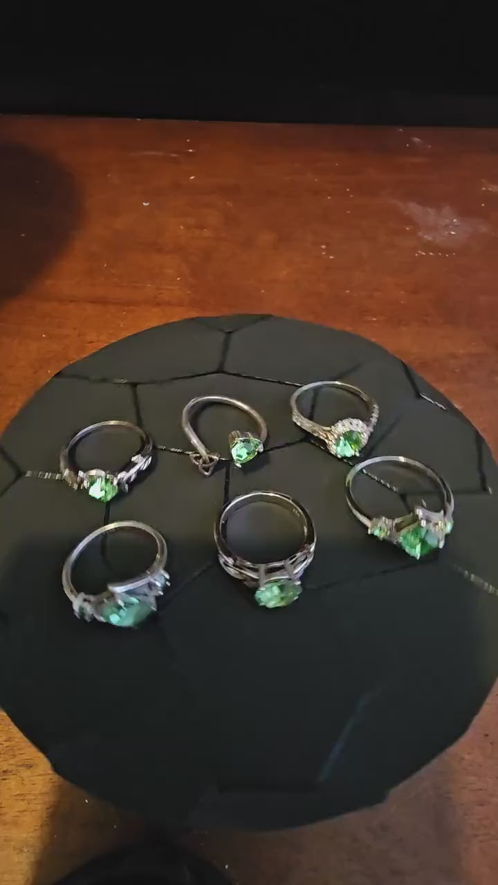 Uranium Glass Rings various sizes READ DESCRIPTION!!!! Sterling Silver with vintage Uranium glass stones that glow under black / UV light