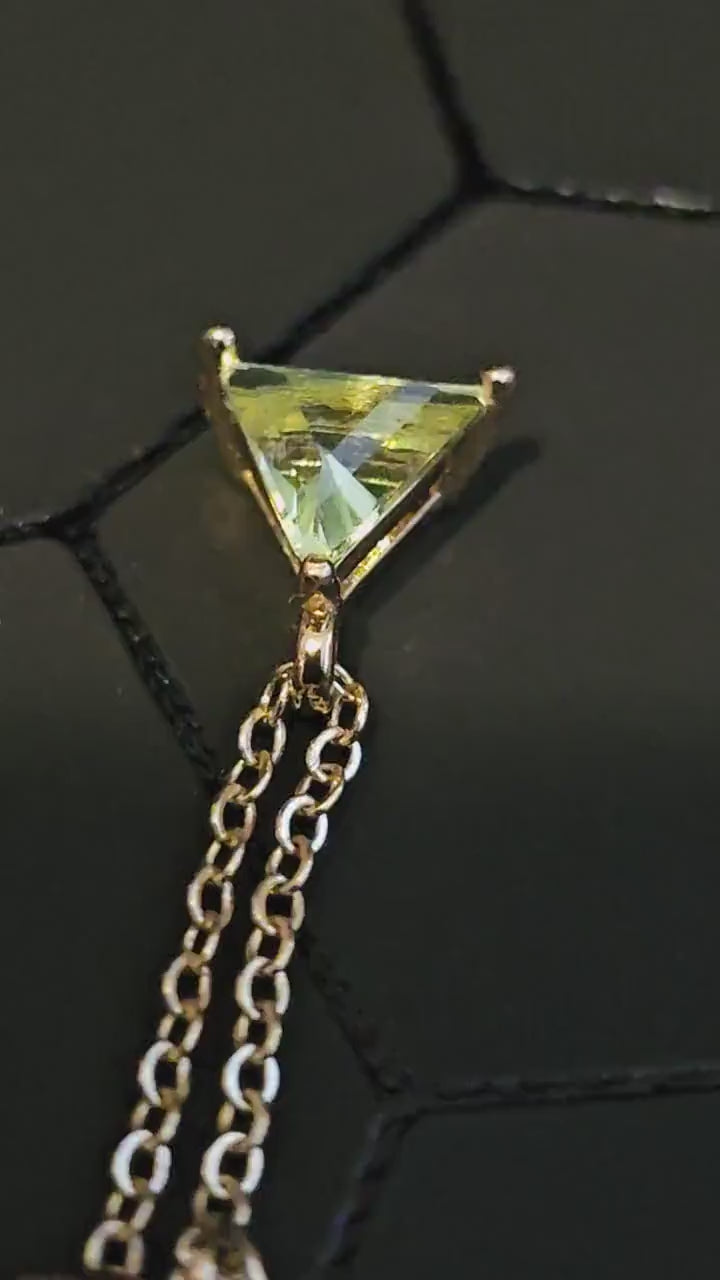 Uranium Glass Pendant READ DESCRIPTION in new Sterling Silver with a Trillion cut Uranium glass stone that glows under black / UV light