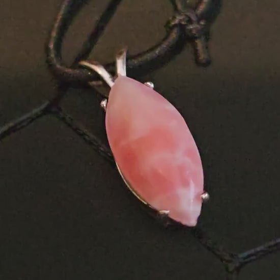 Bloody Uranium Glass Pendant in Sterling Silver with a vintage Marquise cut Uranium Glass stone glows under black / UV light