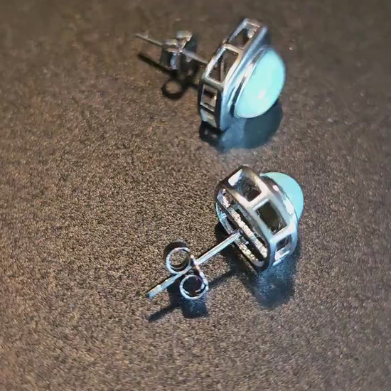 Uranium Glass Earrings Bezel mount in new Sterling Silver with Vintage Oval cut Uranium Glass stones that glow under black/UV light