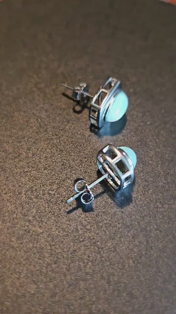 Uranium Glass Earrings Bezel mount in new Sterling Silver with Vintage Oval cut Uranium Glass stones that glow under black/UV light