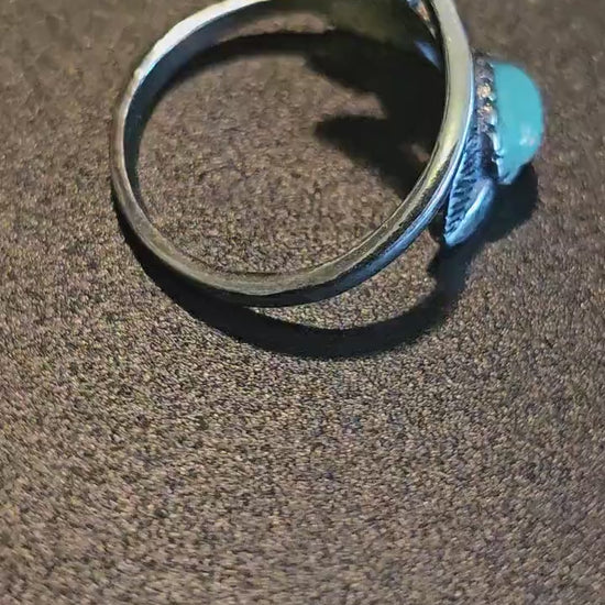 Uranium Glass Adjustable Ring  Sterling Silver with vintage smooth top White or Green Uranium glass Oval stone glows under black / UV light