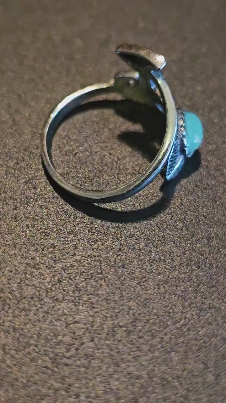 Uranium Glass Adjustable Ring  Sterling Silver with vintage smooth top White or Green Uranium glass Oval stone glows under black / UV light